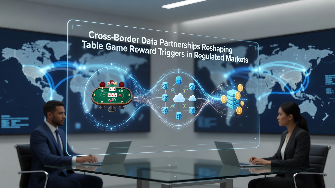 Table game floor data analytics dashboard displaying cross-border reward activation metrics