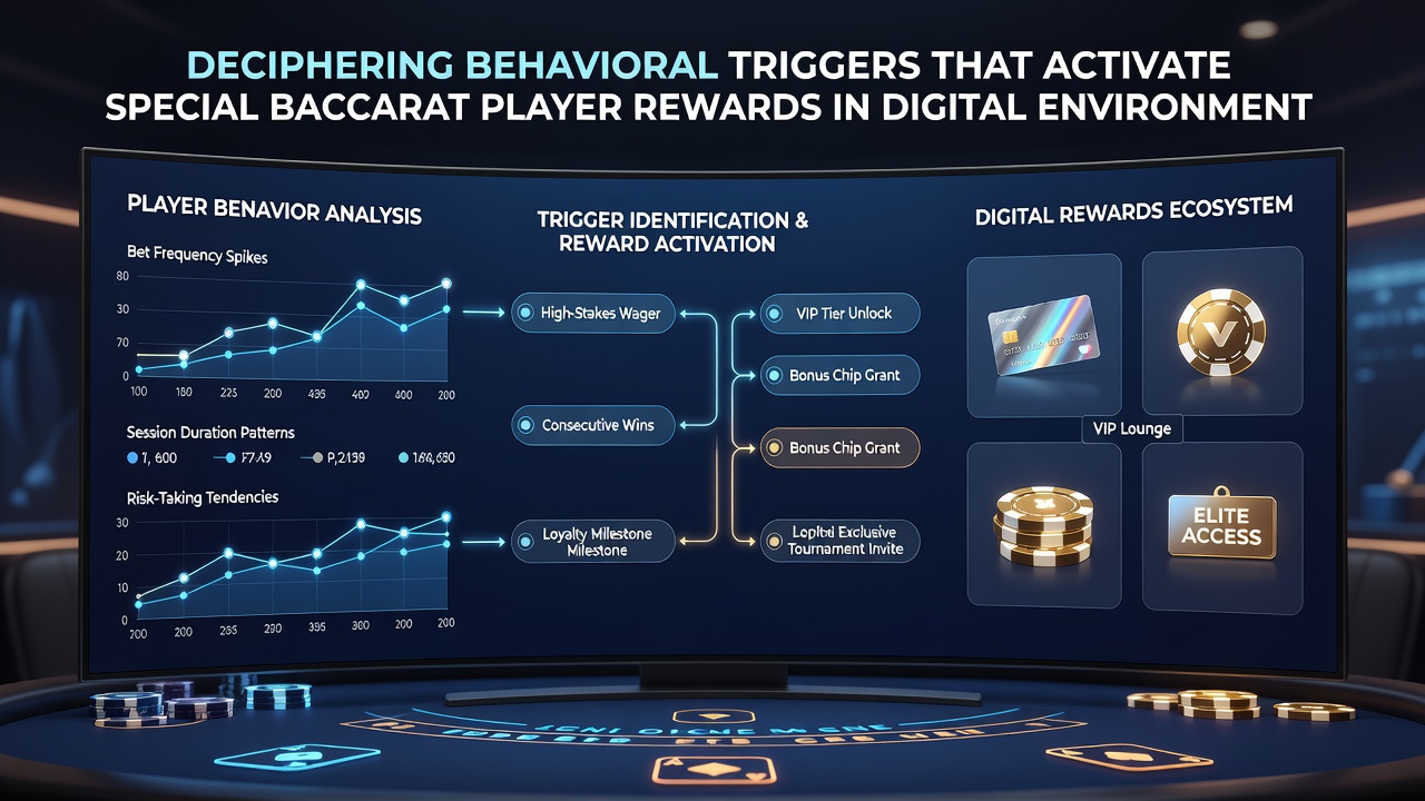 Analytics visualization of baccarat player behavior patterns and reward activation points