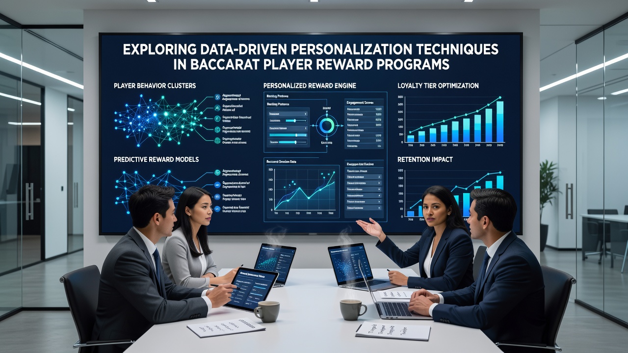Baccarat table with overlaid data visualization showing personalized reward triggers