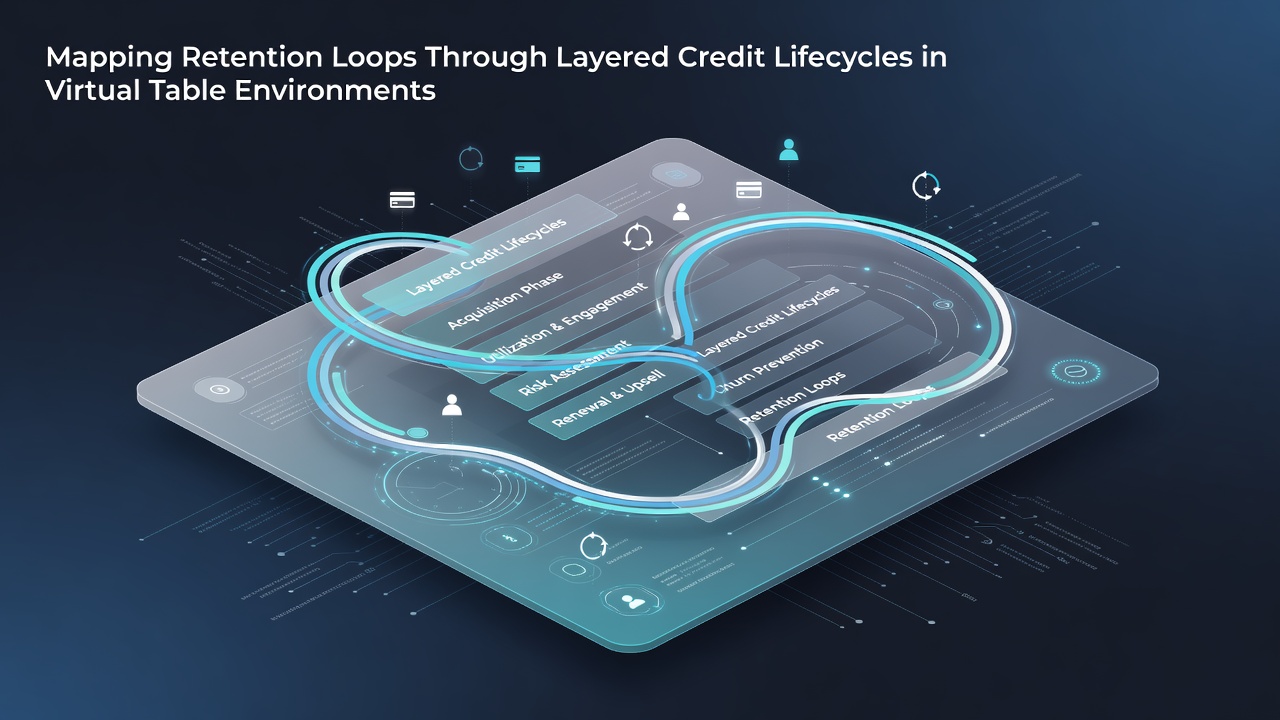 Visualization of data flows connecting credit lifecycles to player retention in virtual gaming tables